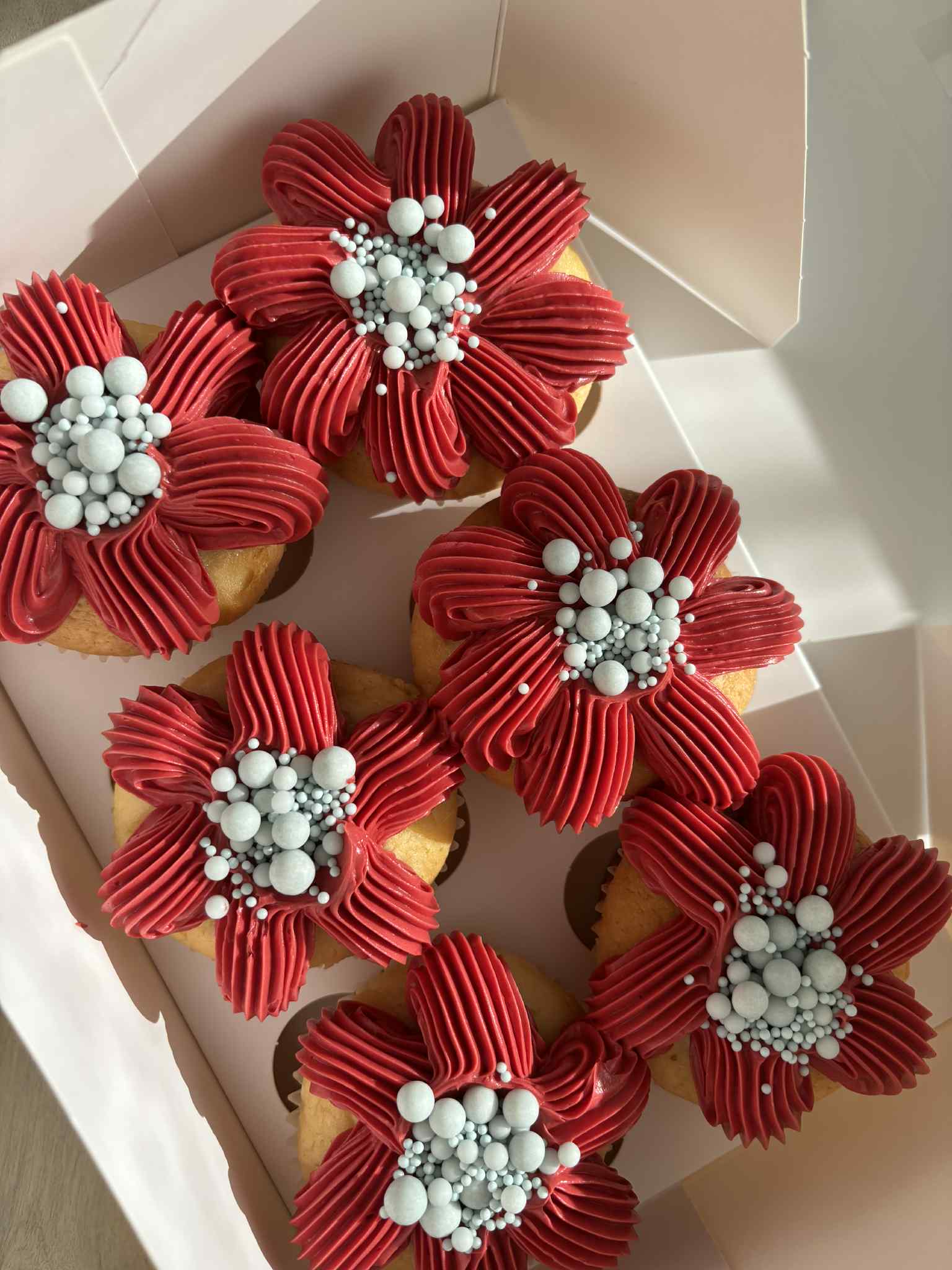 Red Flower Cupcakes